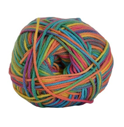 Multifarvet Cotton Nr. 8 - Regnbue Garn 50g Nr. 600