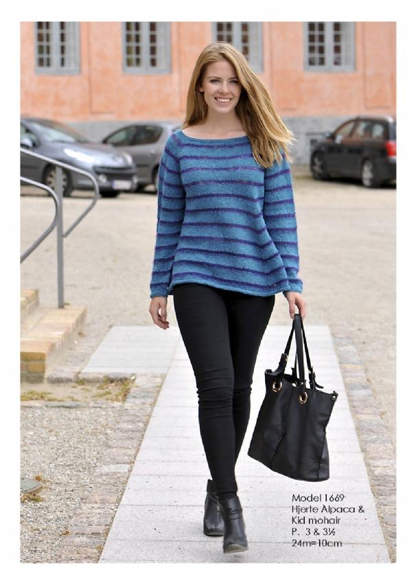 Striksweater med Udringet Hals - Strikkeopskrift Nr. 1669