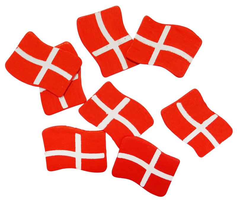 Træ Strøflag Dannebrog - 45 stk til Fest og Fødselsdag