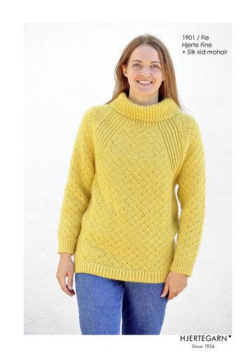 Strikkekit: Fie Sweater med Hjerte Fine og Silk Kid Mohair