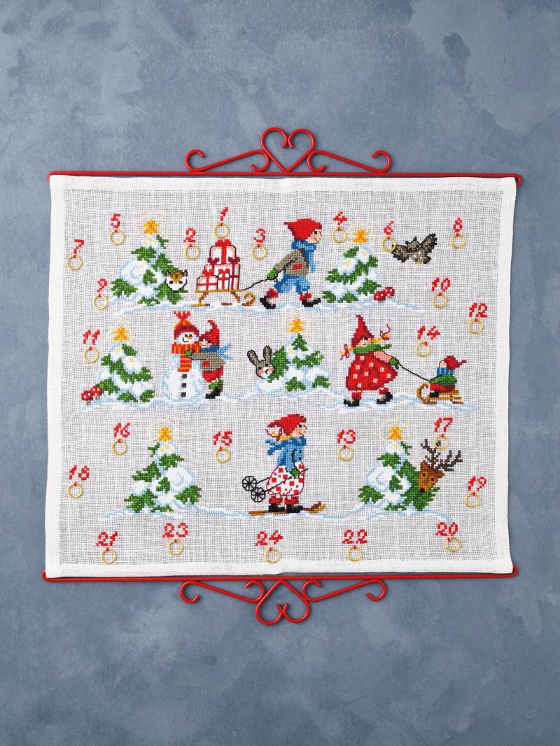 Pakkekalender broderi kit med nissebørn - 34-2231