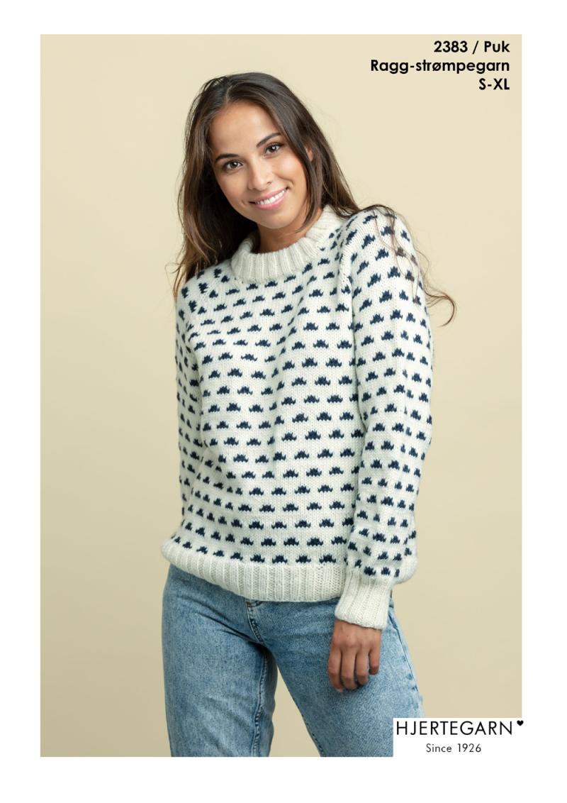 2383 Puk - Strikkeopskrift til Sweater med Ragg Garn