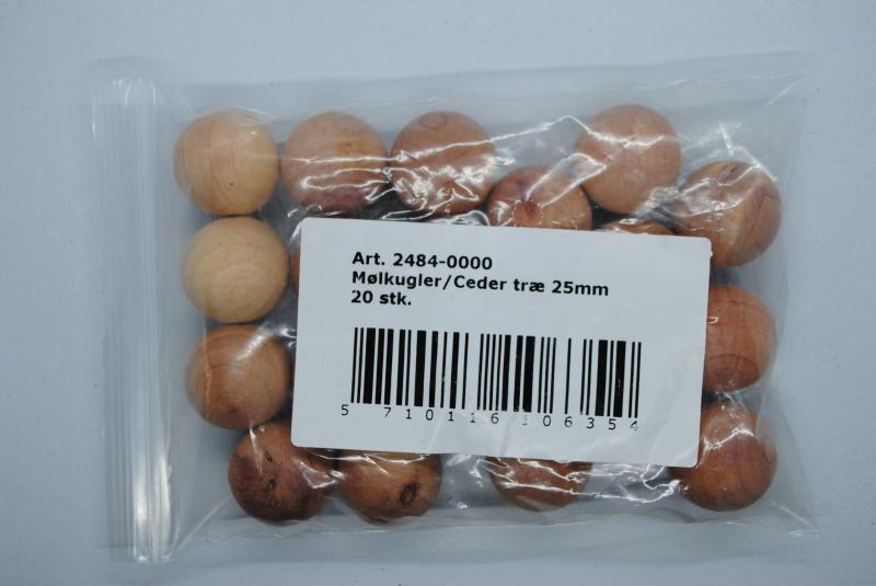 Mølbeskyttelse med cedertræ - 20 stk. kugler á 25 mm