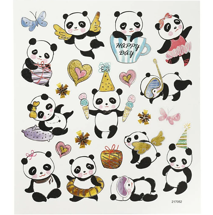 Panda Klistermærker til Kreative Projekter - Niah Design