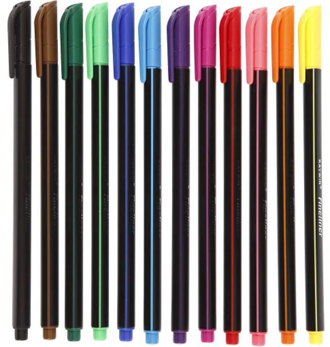 Colortime Fineliner Tuscher - 12 stk i Ass. Farver