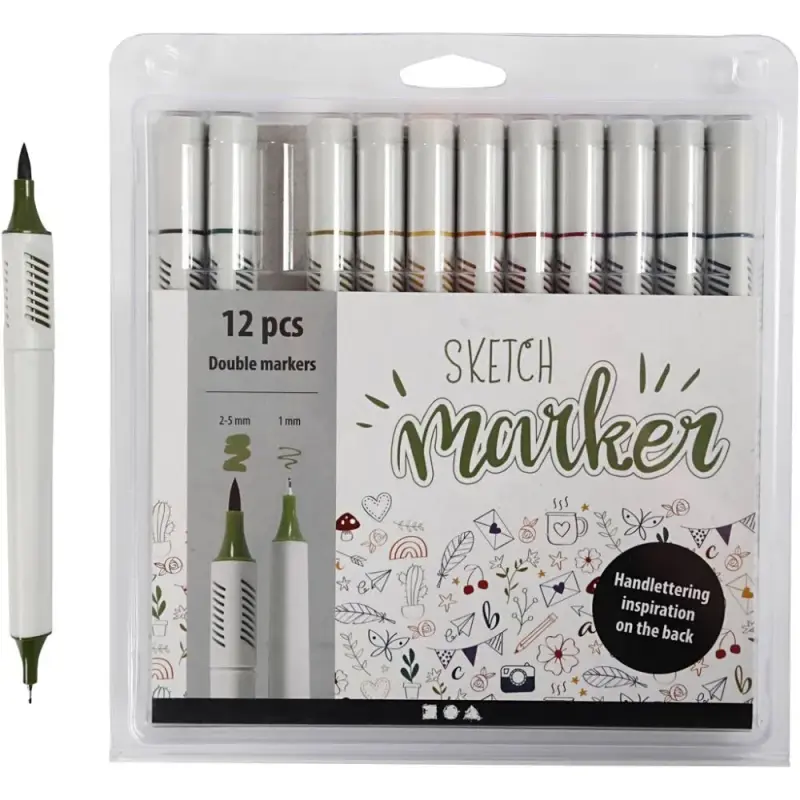 Sketch Markers i 12 Douche Farver - Hurtig Levering!
