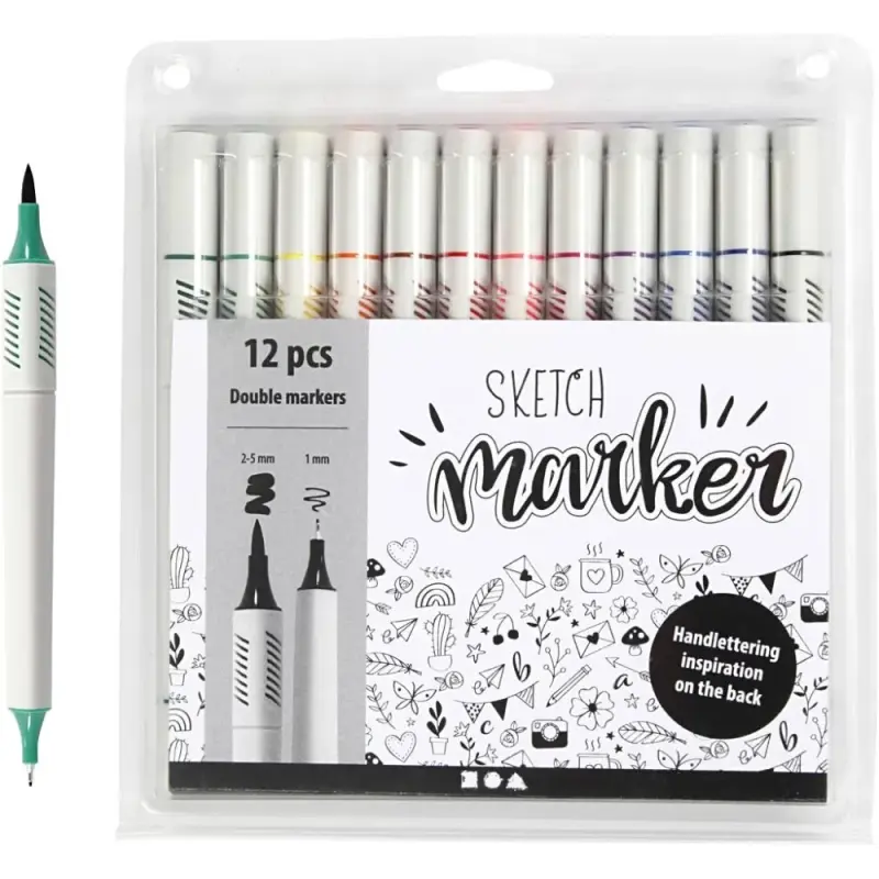 Sketch Markers i 12 Standardfarver - Hurtig Levering!