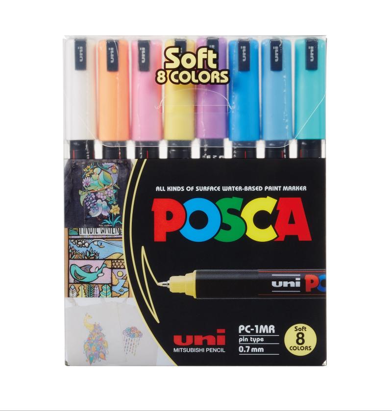 Uni Posca Tuscher 8 Stk Pastel Soft Colors - Kreativ DIY