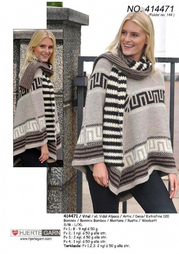 Poncho med Tørklæde Kit - Strik Selv i Uld