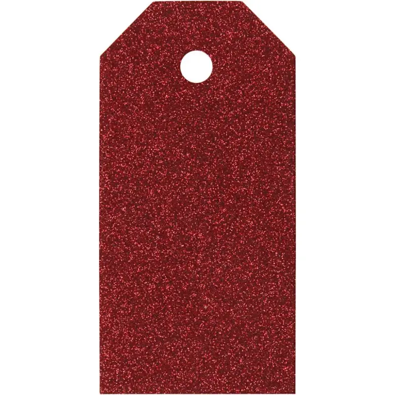Glitrende Manillamærker 5x10 cm - 15 stk. Rød