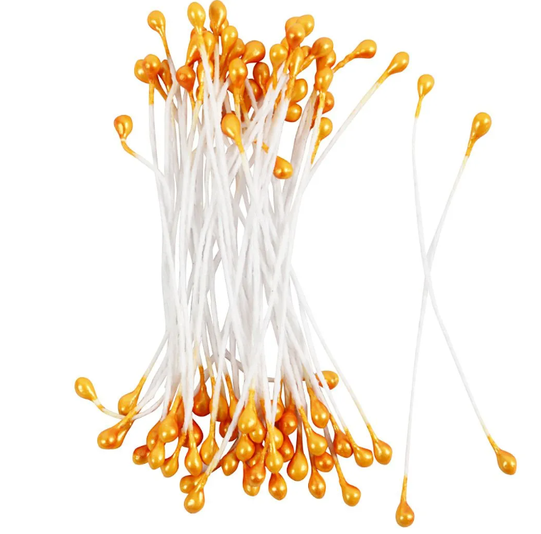 Støvdragere i orange metallic - 100 stk til hobbyprojekter