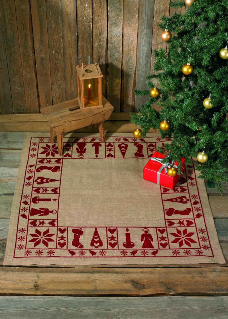 Juletræstæppe Kit med gamle julemotiver - 122x122 cm
