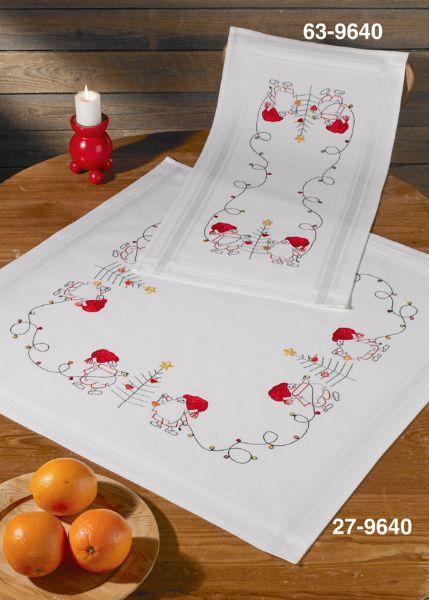 Julestof med broderi - Pynt til jul - 80x80 cm og 40x80 cm