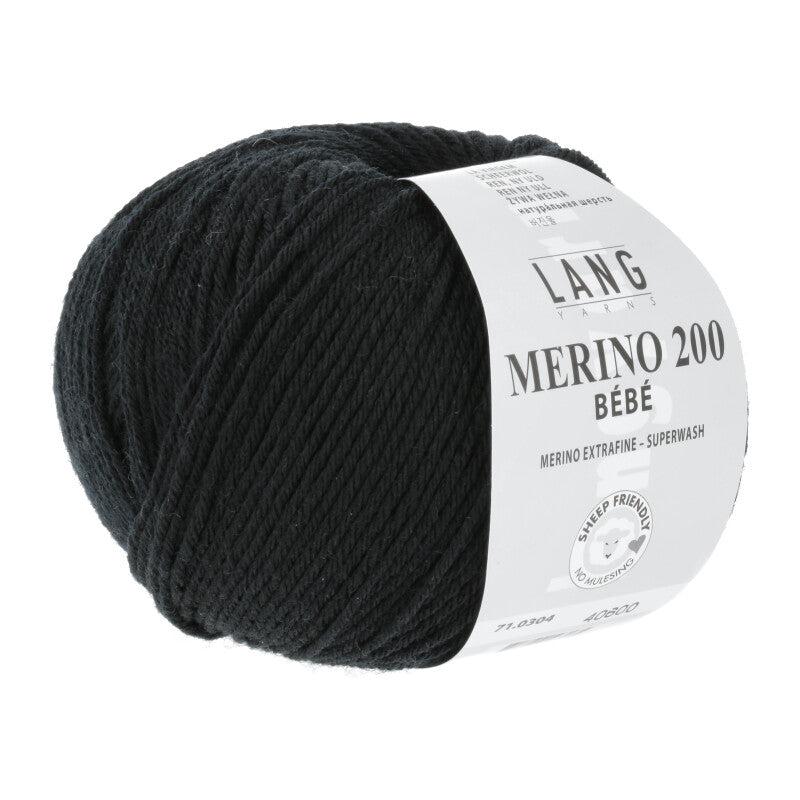 Lang Yarns Merino 200 Bebe - Sort - 304 Garn til Baby