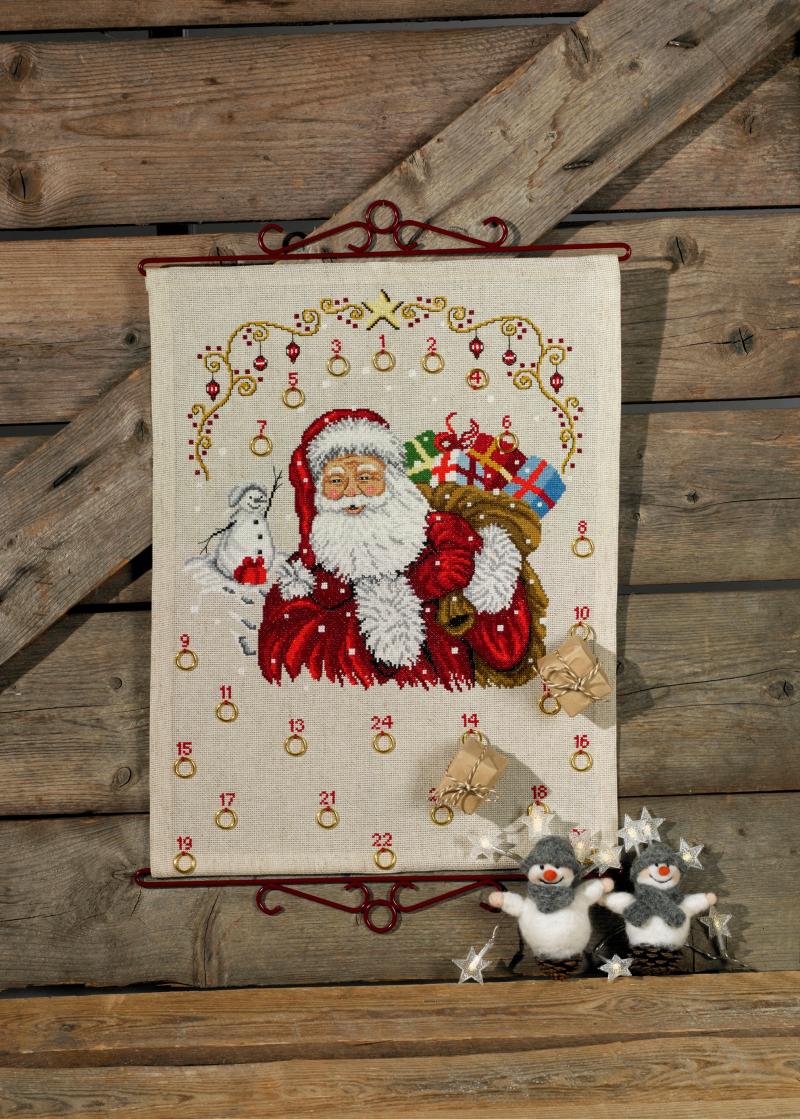 Pakkekalender broderi kit med julemand - 34-8283