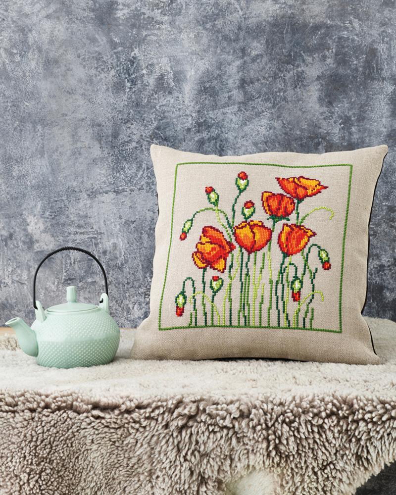 Permin Broderikit - Pude med Vilde Valmuer 83-3443
