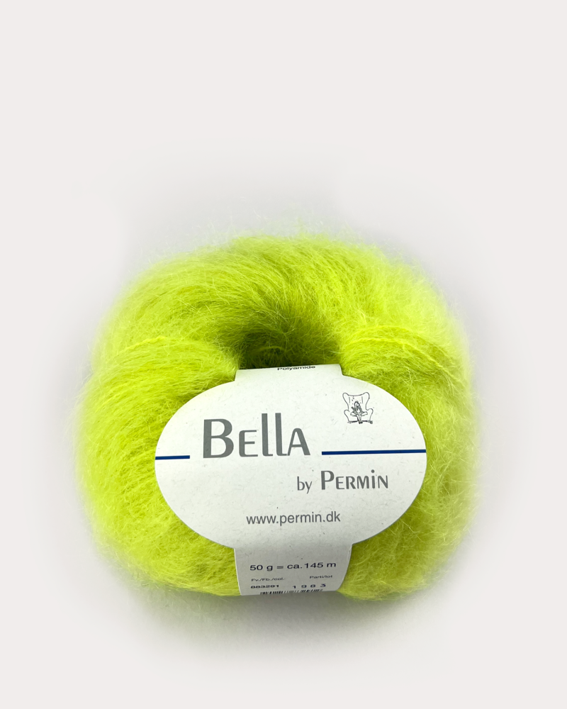 Bella Permin Mohairgarn - Uld og Polyamid - Acid Lime