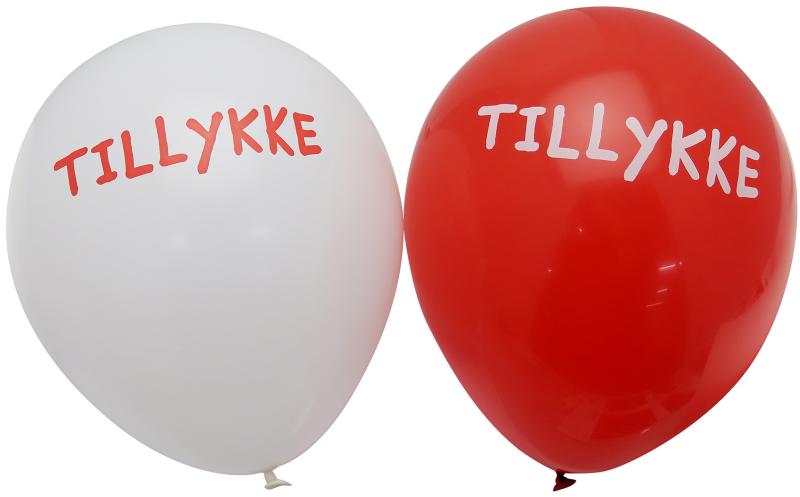Tillykke Balloner i Rød og Hvid - 6 stk til Fest