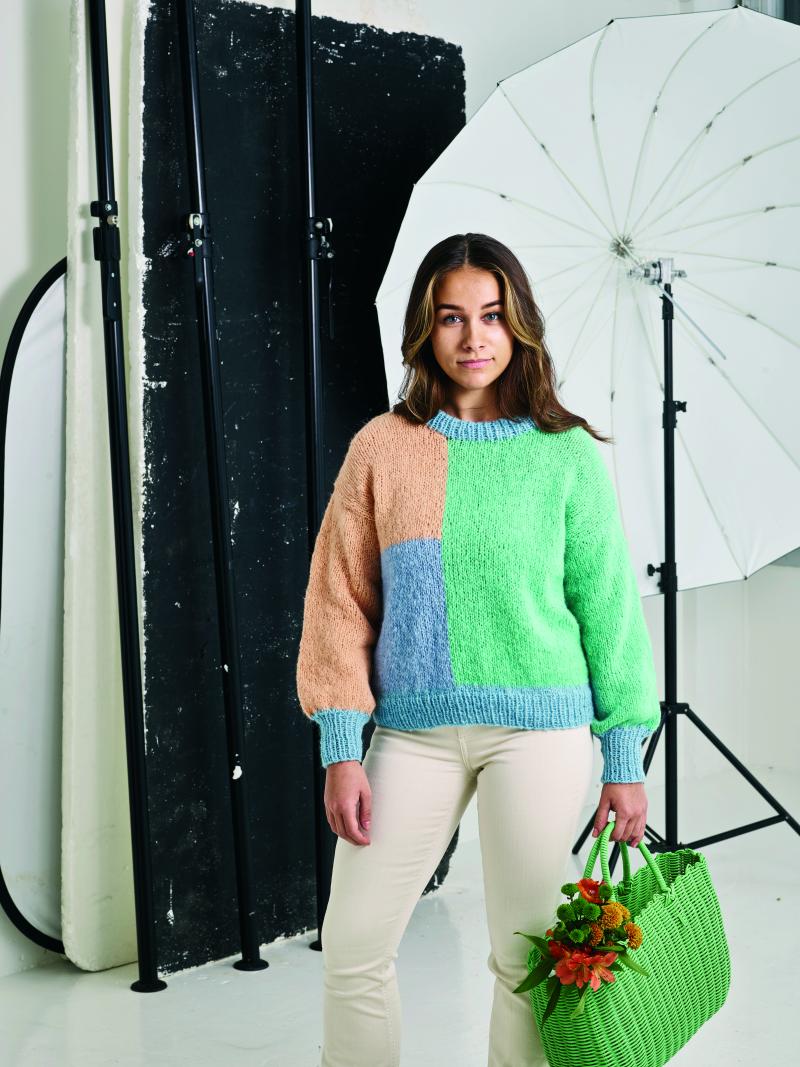 Elsa By Permin Strikkeopskrift - Sweater med felter