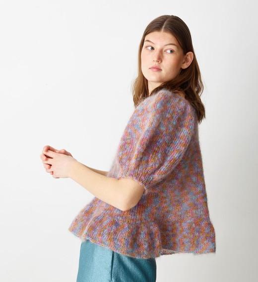 Bella Permin Strikkekit - Bluse med Pufærmer & Flæsekant