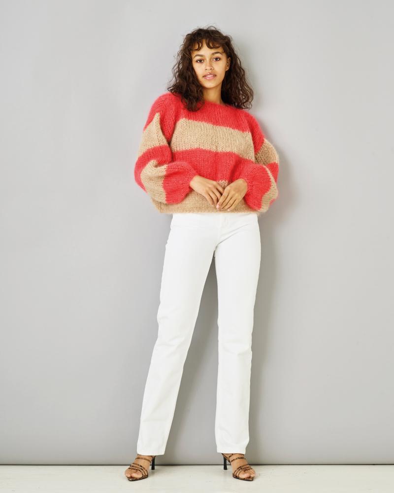 Bella Strikkeopskrift: Sweater med Bredde Striber 893276