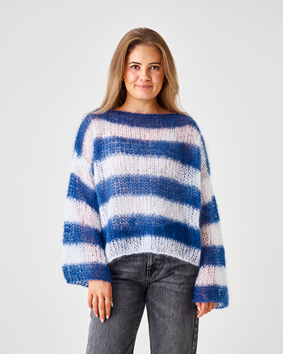 Strikkeopskrift til Sweater med Striber i Bella Mohair