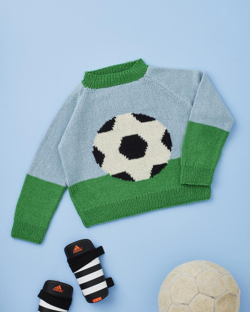 Fodboldbluse Strikkeopskrift - Strikkekit til børn
