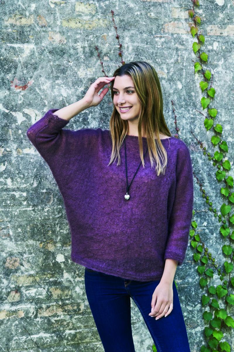 Strikket bluse med mønster - Angel garn 894178