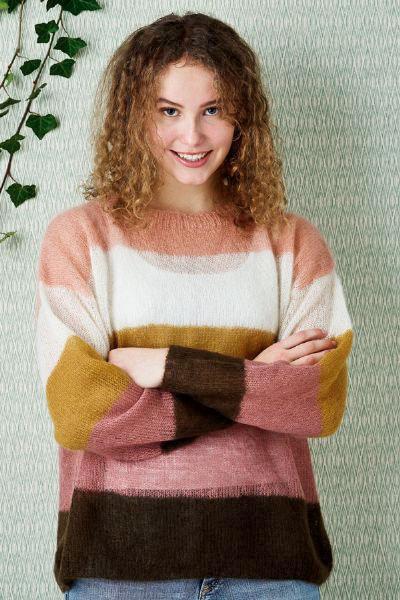 Strikkekit til nybegyndere: Stribet sweater i Angel garn