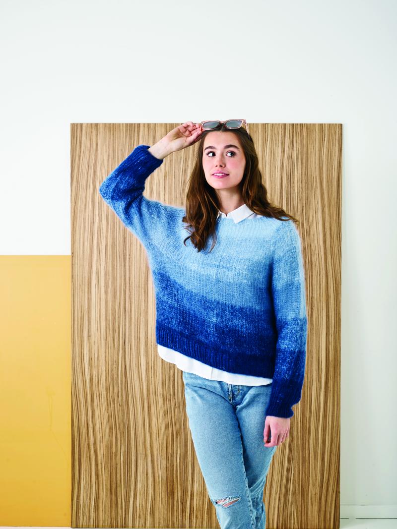 Strikkekit med Angel garn - Raglanbluse i 3 farver