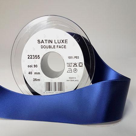 Marine Blå Satin Bånd - Perfekt til Pynt og Hobby 40 mm