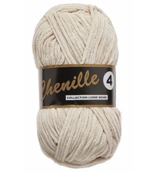 Chenille 4 Garn, Creme, 50 g - Niah Design
