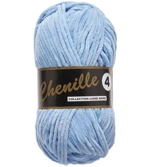 Chenille Garn 4, Lyseblå - 50 g fra Niah Design