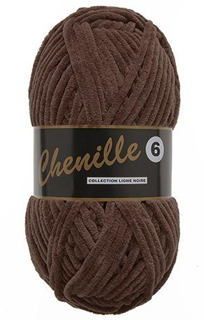 Chenille Garn 6, Mørkebrun, 100 g - Strik og Hækling