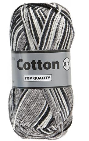Lammy Cotton 8/4 - Multifarvet Garn i Sort og Hvid, 50 g