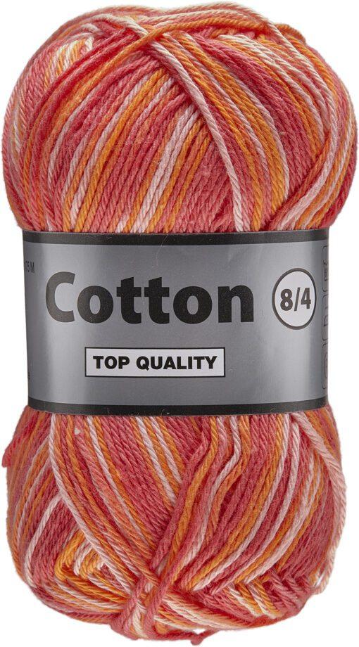 Multifarvet Lammy Cotton 8/4 - Rød og Orange, 50 g