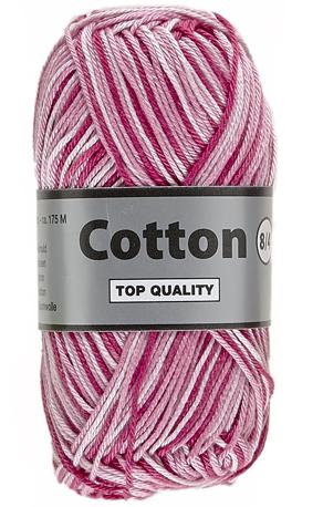 Lammy Cotton 8/4 - Multifarvet Garn i Lyserød og Hvid, 50 g