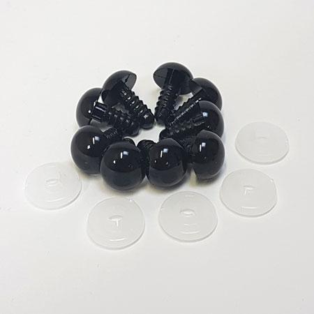 Bamseøjne 12 mm med sikkerhedslås - 1 stk til hobbybrug