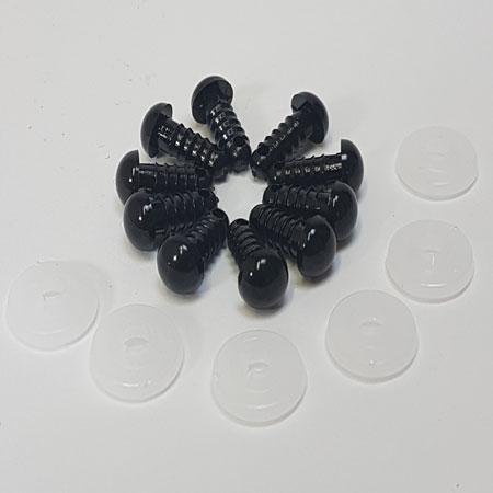 Bamseøjne 8 mm med sikkerhedslås - 1 stk til hobbyprojekter
