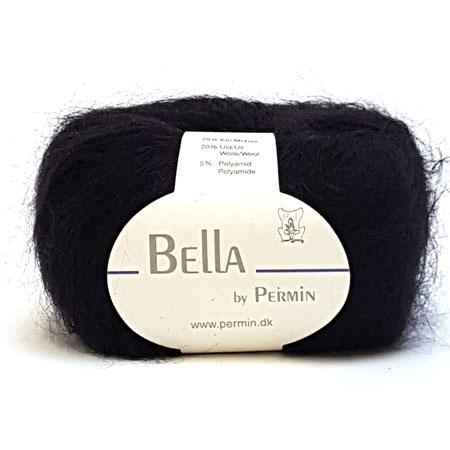 Bella Permin Mohairgarn - Uld og Polyamid, Fv 883210 Sort