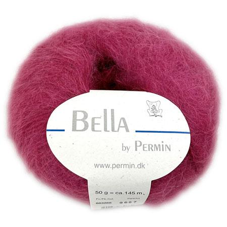 Bella Permin Mohairgarn - Blomme, Uld & Polyamid 50g