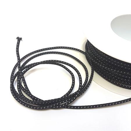 Rund elastik 3 mm - Anorak elastik med refleks i sort