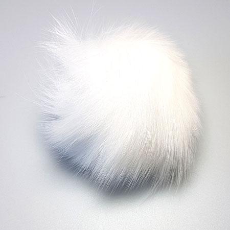 Ægte Kaninhår Pompon - Hvid 90 mm til Hobbyprojekter
