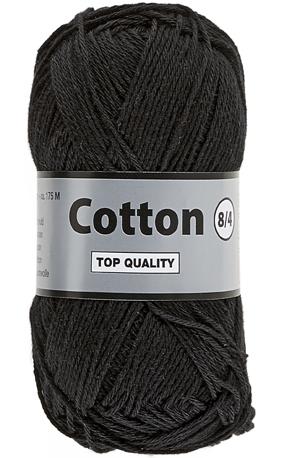 Lammy Cotton 8/4, Sort, 50 g - Ideelt til Strik og Hækling