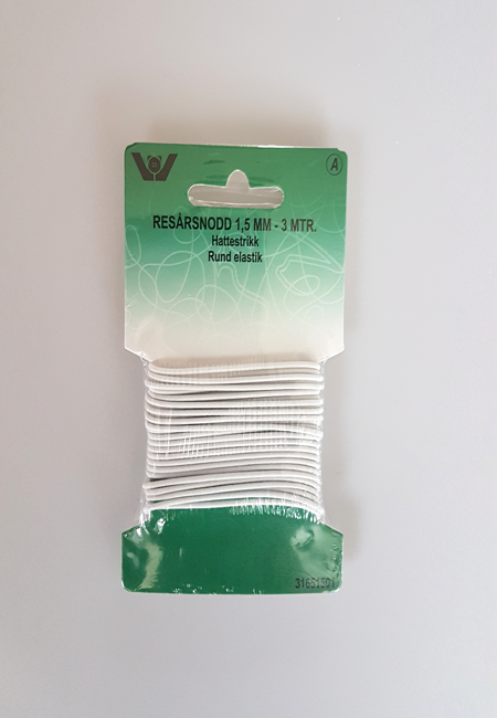 Rund Hvid Elastik - 1,5 mm x 3 m til Hobbyprojekter