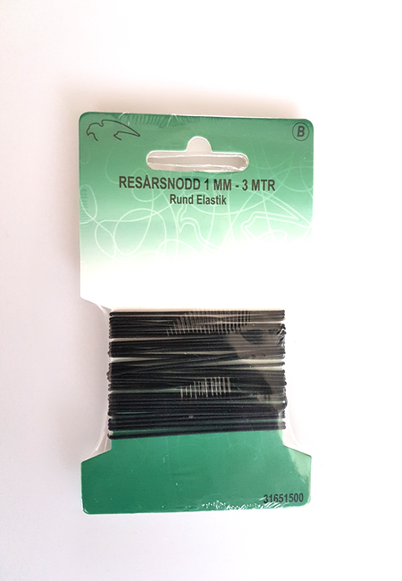 Rund Elastik - Sort - 1 mm x 3 m til kreative projekter