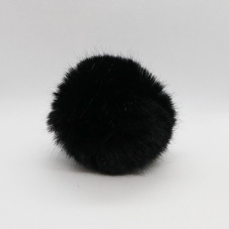 Sort Pompon i Polyakryl - 80 mm Dekoration til Håndarbejde