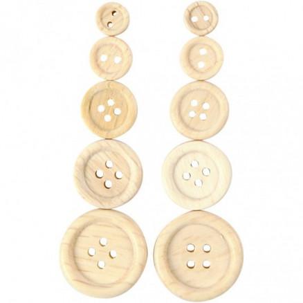 Assorterede Træ Knapper - 440 stk til kreative projekter