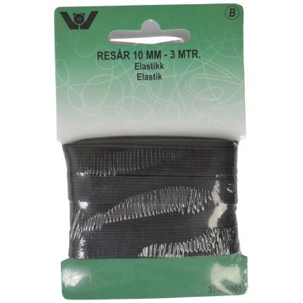 Sort Elastikbånd 10mm x 3m - Ideelt til Håndarbejde!