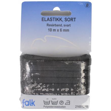 Flad Sort Elastik 6mm x 10m - Komfort til Syprojekter